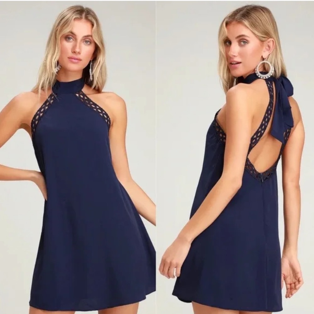 HOST PICK 🎉 Lulu’s Any Sway Shape Form Dress Halter Crochet Lace Size Small